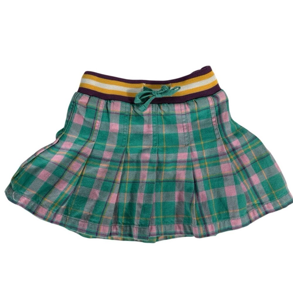 Mini Boden Multicolor Plaid Skirt with Striped Waistband 18-24 Months